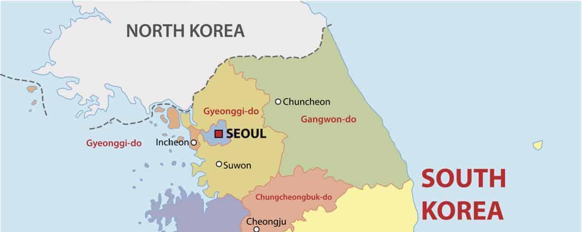 North of South Korea (ROK) map