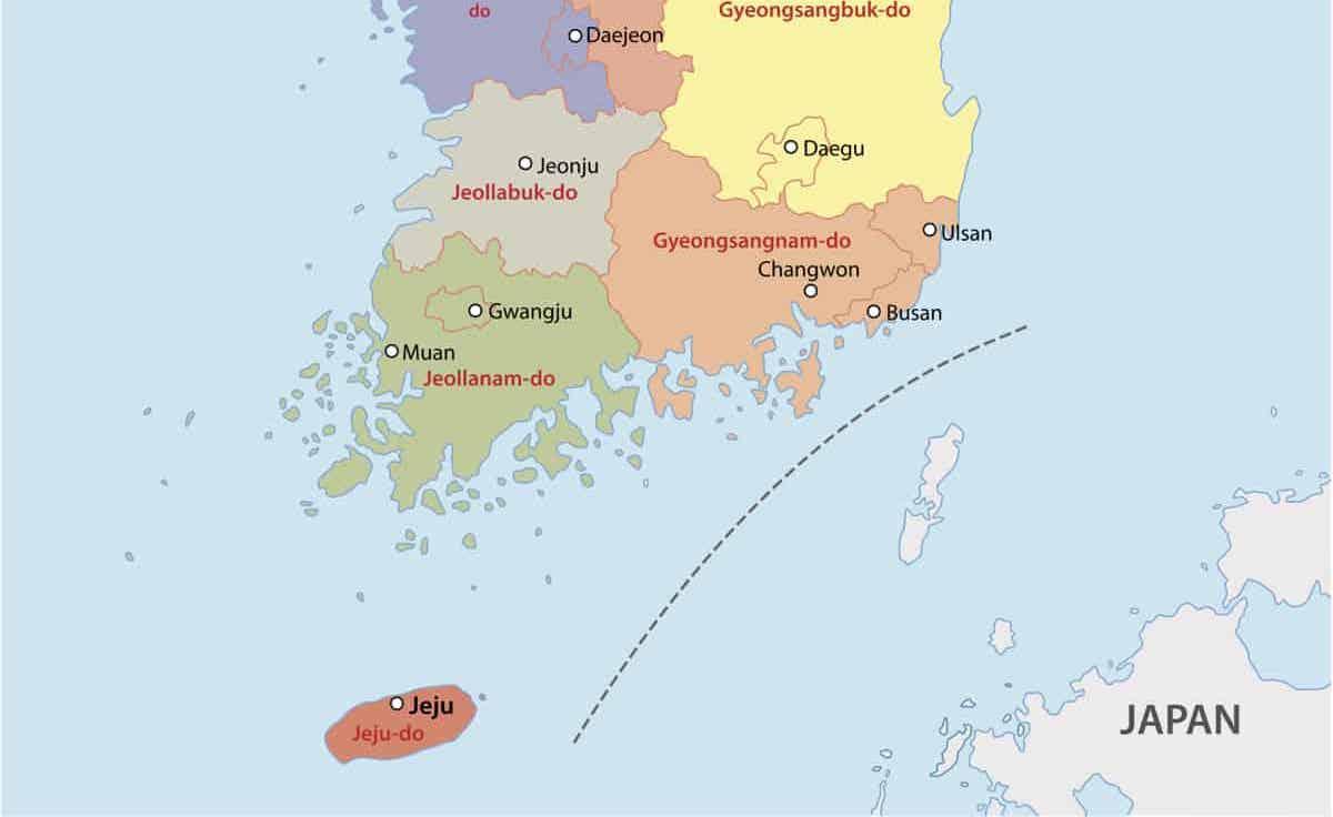 South of South Korea (ROK) map