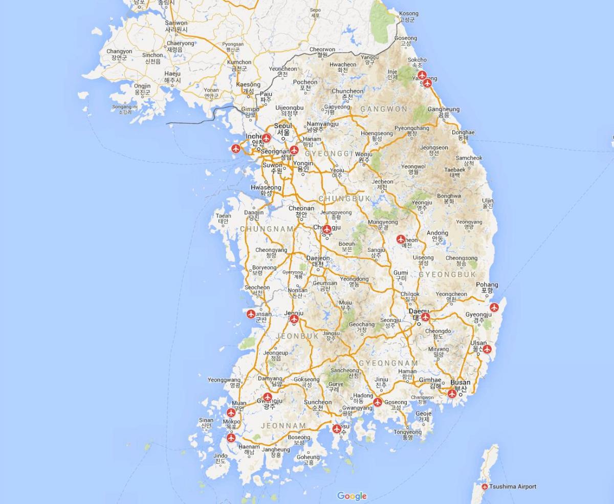 Map of South Korea (ROK) airports